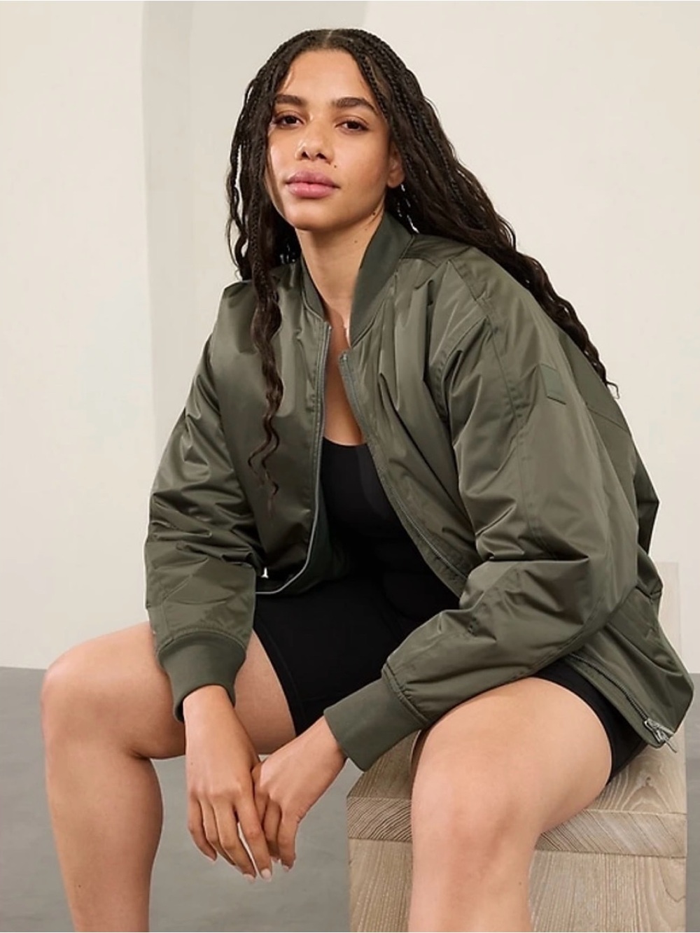 Athleta Satin Bomber jacket MT